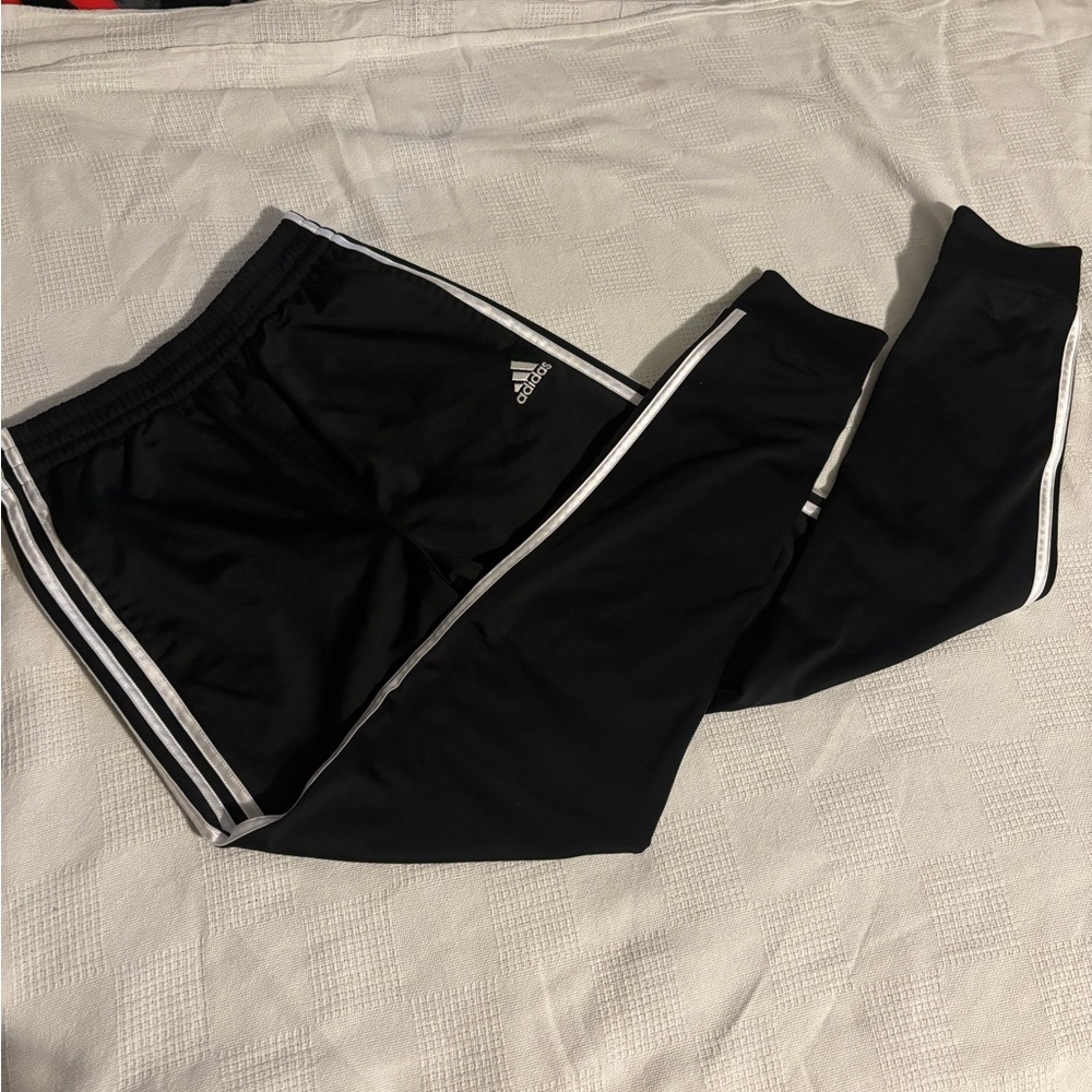 Adidas Kids Black Joggers with White Stripes